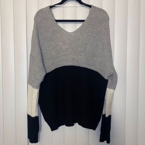 Striped Sweater with Design I’m Back